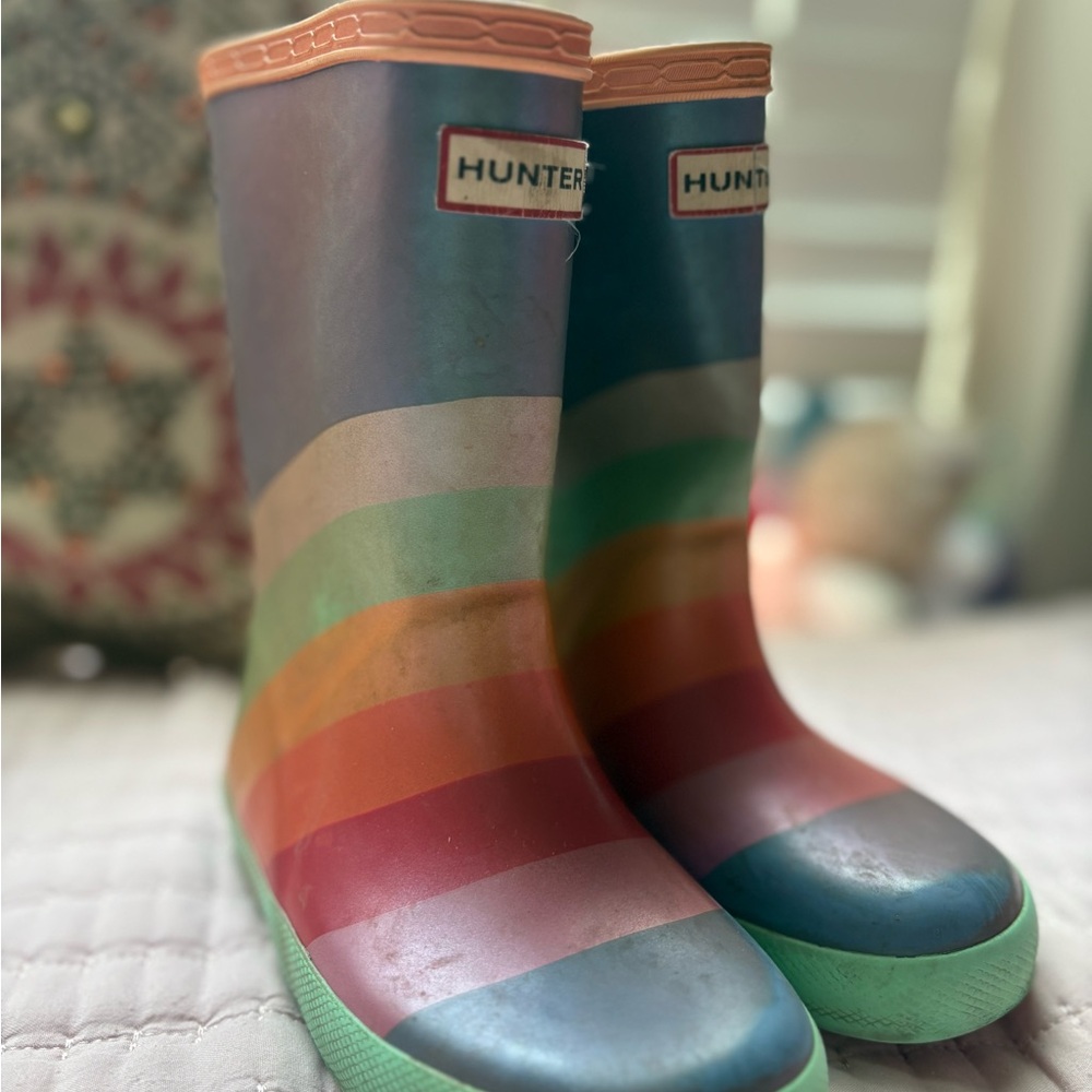Hunter Kids' Multicolor Striped Boots size 10 toddler